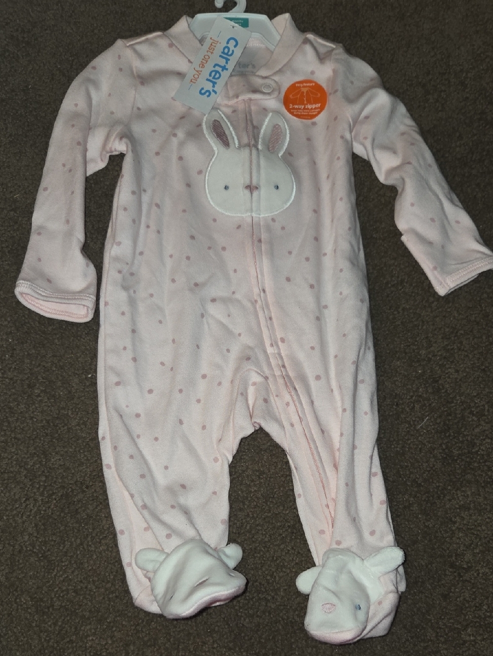 Carter's Light Pink Bunny Footed One-Piece